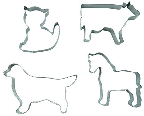 BekkiB - Juego de 4 cortadores de galletas animales de granja - Cortador de galletas de acero inoxidable, apto para lavavajillas - 880183