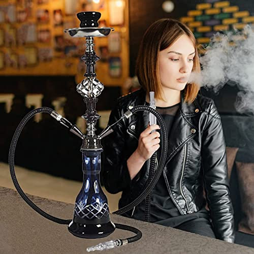 ZYFC Juego de Cachimba Shisha, Juego de Cachimba de 2 o 4 Mangueras con Todo, con Jarrón de Arte, Tazón de Cerámica y Cenicero, Sin BPA, Shisha para Principiantes, Adecuado para Fiestas o Viajes