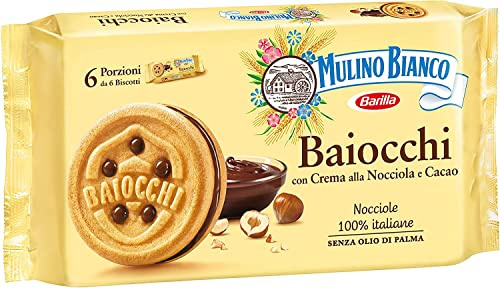 6 x Mulino Bianco Baiocchi Chocolate Cookies Cake with Chocolate 336 g Multi Pack Snack