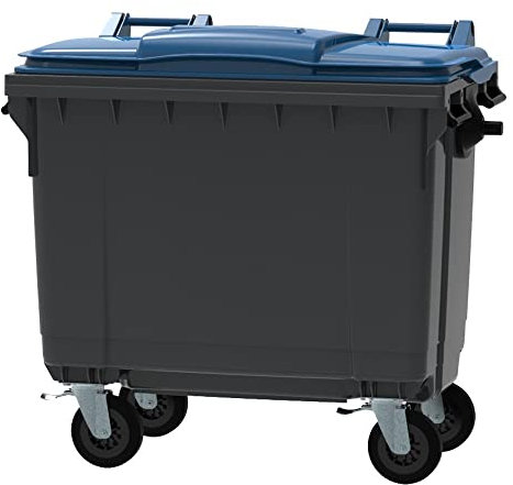 ESE Poubelle Conteneur à déchets 660L + Couvercle bleu