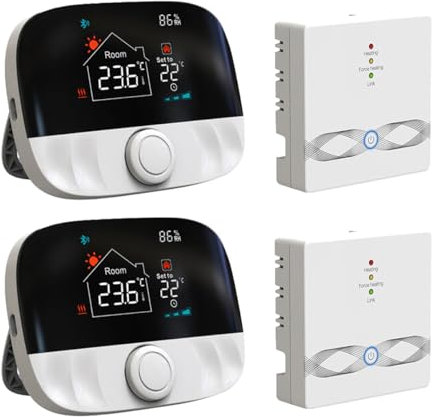 Termostato inteligente WiFi para calefacción eléctrica/agua, calderas de gas, control remoto de voz WLAN, termostato WiFi programable con receptor, compatible con Alexa 433 programable