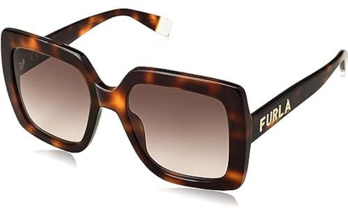 Furla Unisex SFU685 Sunglasses, 0752 Avana Scura Lucida, 4XL
