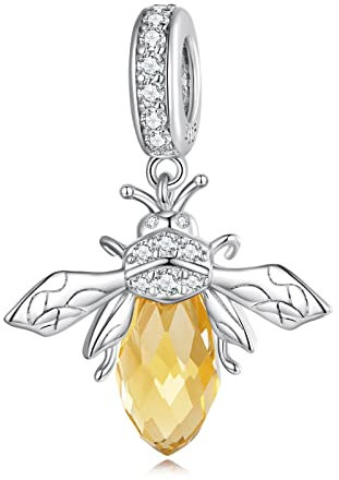 NINGAN Pendentif abeille en argent sterling 925 Charme de zircon 5a Bracelet européen compatible pour femme Cadeaux pour les amis