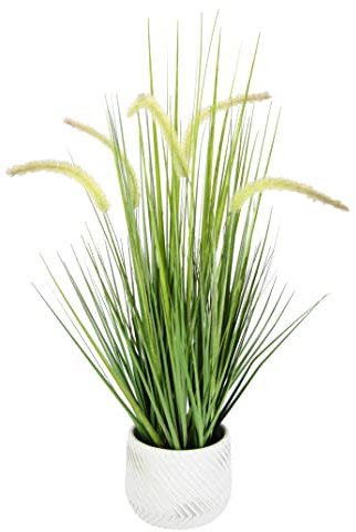 Künstliches Fuchsschwanzgras mit Übertopf Gras Kunstpflanze Kunstgras Ziergras Grünpflanzen Dekogras Grasbüschel Ziergras Solitärgras Deko Borstenhirse Süßgräser Federborstengras Lampenputzergras