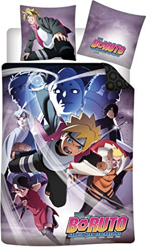 Aymax Boruto Naruto Wende Bettwäsche Set 135 x 200 cm 100% Baumwolle