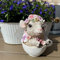OF Süsse Gartenfiguren für außen - Hase, Schwein, Schaf, Lamm mit Blumenwiese - Garten Deko Tiere Figuren - 15 cm groß (Lamm)
