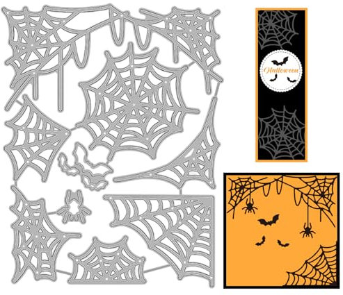 GLOBLELAND Halloween-Spinnennetz-Stanzformen Für DIY Scrapbooking, Metall-Halloween-Fledermaus-Stanzformen, Prägeschablonen, Vorlage Für Papierkarten, Dekoration, Album
