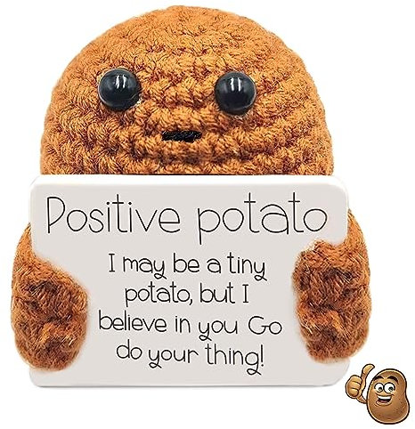 WELLXUNK Positive Potato, Pocket Hug Positive Kartoffel, Creative Knitted Wool Potato Doll mit Positiver Energiekarte, Motivationsgeschenke, Geschenk für Frauen, Beste Freundin Geschenke
