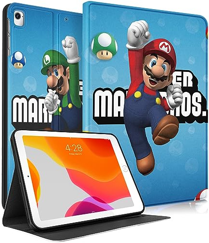 Besoar for iPad Air 2/Air 1/for iPad 5th/6th Generation/Pro 9.7 inch Case for Boys Kids Girls Teen Women Cute Cartoon Kawaii Design Covers Stand Folio Smart Fashion for Apple i Pad 9.7 inch,Jump Maro