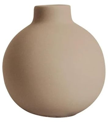 Petit vase boule de 14 cm pour fleurs, centres de table, petit vase en céramique de style scandinave nordique classique en verre pour occasions occasionnelles (brun clair)