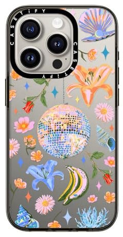 CASETiFY Compact Case for iPhone 15 Pro [2X Military Grade Drop Tested / 4ft Drop Protection] - Disco Magic - Clear Black