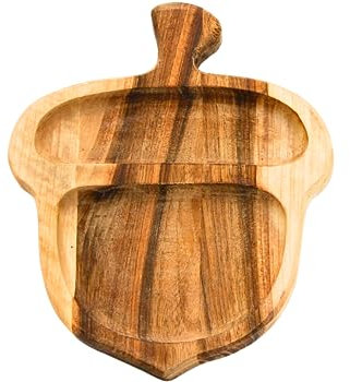 Dekohelden24 Cuenco decorativo de madera como bellota en natural, dimensiones 19 x 15 x 2 cm (largo x ancho x alto)