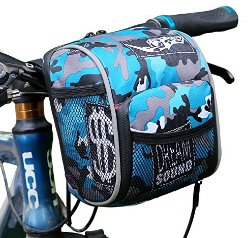 Zkixuiwi Kinder-Fahrradkorb & Organizer, Camouflage-Lenkertasche, passend für Laufrad, Dreirad, Roller