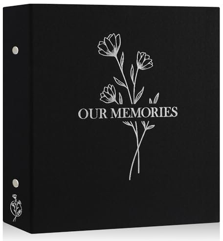 Lanpn Fotoalbum 10x15 1000, Extra Großes XXL Leinen OUR MEMORIES Einstecken Einsteckalbum für Hoch und Querformat Fotos Bilder Schwarz