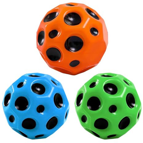 3 Stück Moon Ball Hohe Springender Gummiball - Space Ball - Planeten Hüpfbälle Sprünge Gummiball Space Ball EIN Knallendes Geräusch Machen Bounce Ball Bouncing Ball für Kinder Hohe Bounce Loch Ball