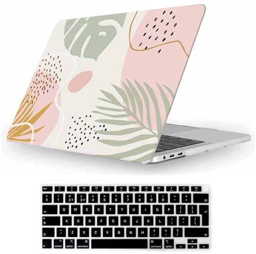 Fancity Funda para MacBook Air 15 M5-M2 A3448/A3241/A3114/A2941 2023-2026 | Funda y Cubierta de Teclado de Plástico Recubierto de Goma Antirrayaduras para Mac Air 15,3 Pulgadas con Touch ID, Flow Leaf