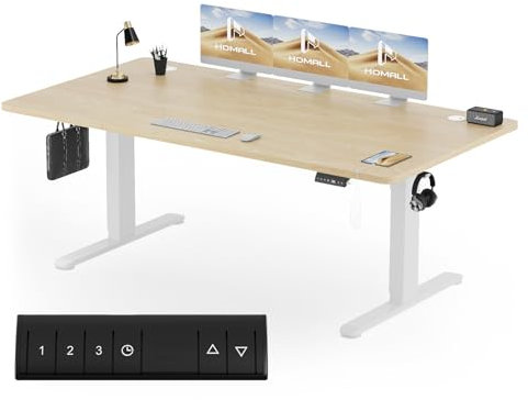 Homall Höhenverstellbarer Schreibtisch 200x80 cm, Schreibtisch Höhenverstellbar, Elektrischer Schreibtisch mit Vierteilige Tischplatte, Computertisch mit Memory Funktion,Standing Desk