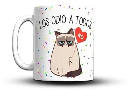 Taza de Cerámica Con Frase Los Odio A Todos 11oz (350ml). Taza personalizada. Amigos. Cumpleaños. Aniversario. Navidad.