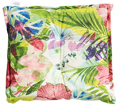 Möbel Jack Hockerauflage Stuhlkissen Sitzkissen Sitzpolster Gartenstuhlauflage | 50 x 50 x 8 cm | Mehrfarbig | Blumenmuster | Baumwolle | Polyester