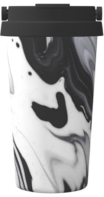FUkker Tazza da caffè isolata, tazza da viaggio da 500 ml Tazza da caffè tumbler isolata in acciaio inossidabile,Vernice In Bianco E Nero Mista