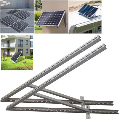 m4solar M03 - Lot de 2 panneaux solaires en acier - 116 cm - 5 kg - Pour 1 panneau solaire (100 W-600 W) - Réglable de 0 à 90 ° - Pour centrale de balcon - Toit plat - Pour mur, camping-car, jardin