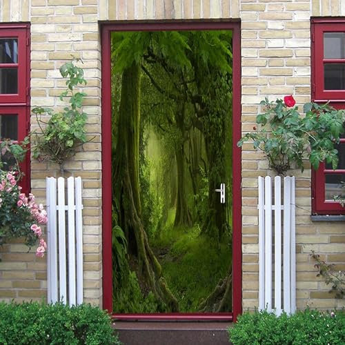 3D Türaufkleber Grüner Dschungel 77 X 200 Cm Türtapete Selbstklebend Türposter - Fototapete Türfolie Poster Tapete Meer Aufkleber Diy Selbstklebende Wandbild Pvc Wasserdichte Tapet - Tür Fo -3U7M7E8S8