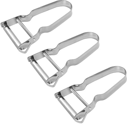 3PCS Vegetable & Potato Peeler in Silver Color, Stainless Steel Handle & Blade for Kitchen