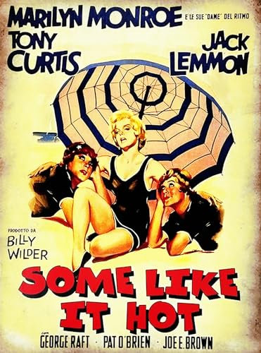 KUSTOM ART Dekoratives Poster für die Wand, Serie Poster, Filme, Proms, Some Like It Hot A Jemand Warm mit Monroe, Curtis Lemmon, Kunstdruck auf beschichtetem Papier, 40 x 30 cm, ohne Rahmen