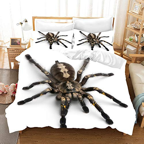 BJCJGGL Bettwäsche 200x220 Schwarze Vogelspinne Bettwäsche-Set mit Reißverschluss Schließung und 2 Kopfkissenbezug 80x80 cm - Weiche Angenehme Mikrofaser Bettbezug für Erwachsene Kinder