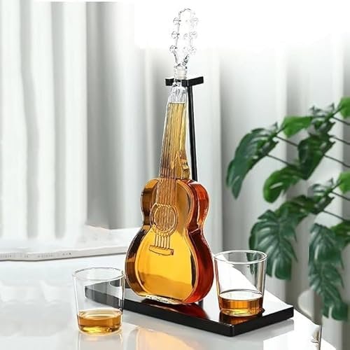 1000ml Luxury Whiskey Decanter and Glass Set, Creative Guitar Decanter with Stopper, Whiskey Dispenser, Unique Birthday Gift, Anniversary, Gift Set