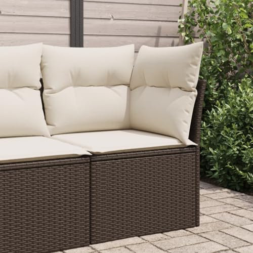 Tidyard Garten Ecksofa mit Kissen,Gartensofa mit abnehmbarem waschbarem Bezug,Terrassensofa mit Stahlrahmen,Gartenecksofa Gartenmöbel,Braun Poly Rattan