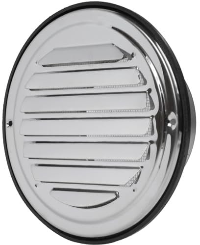 Repa Market Stainless Steel Round Air Vent Covers for Walls 4 Inch / 100 mm - Extractor Fan Vent Cover - Louvered External Vent Cover with Rubber Seal and Mesh Screen - Metal Ventilation Grill