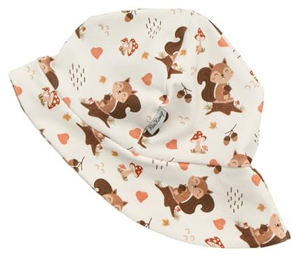 Kleine Könige Sonnenhut Sommer Mütze Baby Jungen · Modell Pilze Eichhörnchen Creme · Ökotex 100 Zertifiziert · Größe 86/92