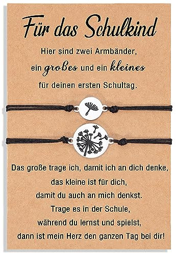 lorajewel Mutter Tochter Armband Set Schulkind Armband Mädchen Geschenke für Tochter Sohn Kinder Mama Mädchen (Löwenzahn*2)