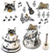 Happy Birthday Cake Toppers Set,Rock Star Cupcake Topper Musical Theme Cupcake Toppers,Music Notes Cupcake Toppers Electric Guitar Cake Toppers,Cupcake Decoration for Birthday Party Supplies