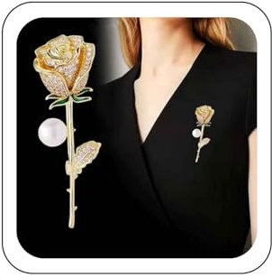 Wendalern Broche Fleur Perle Strass Broche Fleur Rose Cz Diamant Broche Fleur Or Élégante Imitation Perle Épingle De Sécurité Corsage Badges Bijoux Pour Femmes