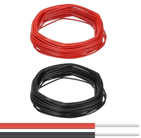 PATIKIL 24AWG Massivdraht, 2 Stück 49 Fuß Anschluss verzinnter Kupferdraht 1007 PVC Massivkernleitung für Heimwerker-Schaltkreis-Computerleitung, 2 Farben