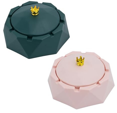 Bekecidi Aschenbecher mit Deckel, Kronen-Edelstahl-Aschenbecher, Schreibtisch-Aschenbecher, winddichter Aschenbecher für Raucher, Aschenbecher für den Innen- und Außenbereich, Zuhause, Büro, Garten