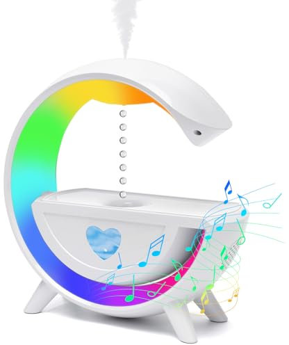 Gohytal Anti-Schwerkraft Luftbefeuchter,2-in-1 Humidifier Aroma Diffuser mit Bluetooth & 7 Farben LED Nachtlicht Lautsprecher Automatische Abschaltung für Growbox Schlafzimmer Wohnzimmer Kinderzimmer