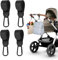 Buggy Clips, 4 Pcs Pram Clips, Adjustable Black Pram Hooks for Bags, Velcro Pram Clips for Buggy, Durable Buggy Clip for Pram for Stroller Diaper Bag, Shopping Cart, Pushchair, Backpack (4PCS)