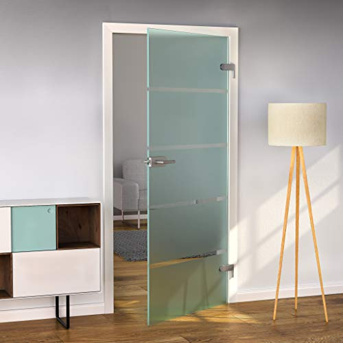 Bijon Glastür T6 - Hochwertige Studio Ganzglastür aus kratzfestem ESG-Glas | für stilvolle Raumgestaltung, Studio/Studio, 709x1952mm, Sondermaß: 2 cm gekürzt - DIN Rechts