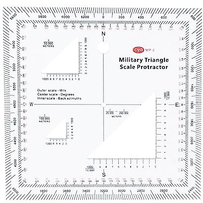 MGRS USNG Scala di coordinate pratica trasparenteMappa topografica scala di navigazione militare goniometro