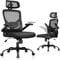 Marsail Ergonomic Mesh Office Chair High Back Desk Chair Adjustable Lumbar Support with Headrest Flip-Up Liftable Arms Swivel Computer Task Chair, Black