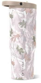 HydroJug Sport 32 oz Insulated Stainless Steel Water Bottle, Camo | Triple wall insulated, circular flip straw, leak-resistant, swivel handle, removable rubber boot, BPA-free, dishwasher safe