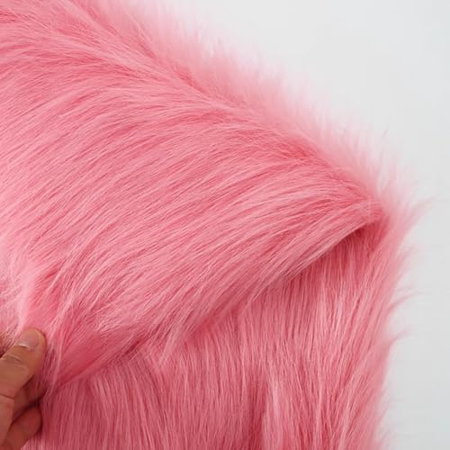 Dicker Langer Flor 90mm Kunstpelz Stoff Für Polster DIY Basteln Plüsch Pelz Shag Stoff Für Kostüme Mantel Cosplay Fursuit Teppiche Requisiten Hintergründe 150x50cm(Color:rosa)