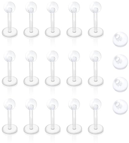 Besyvvin Plastik Lippenpiercing 1,2mm Kunststoff Labret Stecker 6/8/10/12mm Acryl Flexibel Piercing Lippe Helix Tragus Retainers