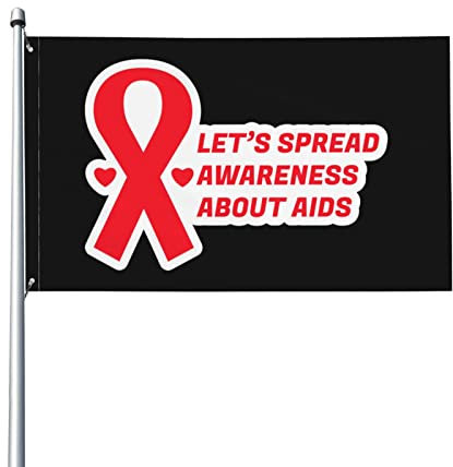 Fahne Welt-Aids-Tag Flag Lebendige Farbe Deko-Flagge Wetterfeste Outdoor Fahne Für Balkon Dekoration Partys 150X90Cm