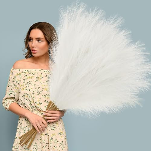 4 Steli Pampas Artificiale Erba 120cm Extra Large Tall Piante Artificiali Fiori Indoor Faux Falsa Erba Piume Fluffy per Vaso Da Pavimento Boho Home Decor Matrimonio Soggiorno Decorativo Accessori