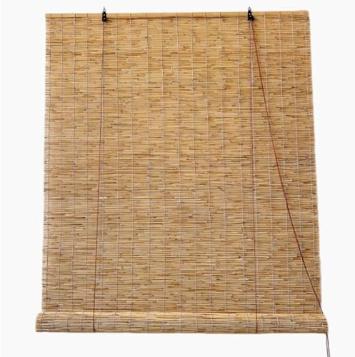 Geovne Store en Bambou Naturel,Stores Enrouleurs Filtrant la Lumière pour Intérieur/Extérieur,Rideau de Roseau Isolants Thermiques,Store Venitien Bois avec Releveur (90x200cm/35x79in)
