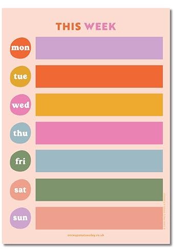Good Tuesday Colour Block A4 Weekly Magnetic Fridge Planner | Dry Erase | Home & Kitchen Organiser | Easy Wipe Laminated Surface | Sustainably Made in the UK | For Meal Plans, Chores & Family Use